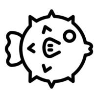 Pufferfish blowing with spikes showing in black and white line art vector