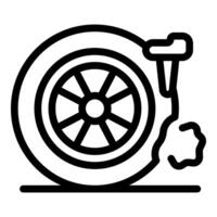Flat tire showing valve stem and air leaking out vector