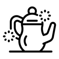 Magic teapot brewing sparkling potion with stars around vector