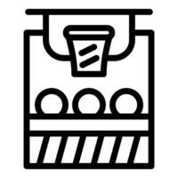 Ball sorting machine separating balls by size with hanging basket vector