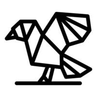 Origami bird flapping its geometric wings while standing on a line vector