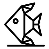 Origami fish resting on a surface, minimalist line art design vector