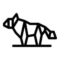 Geometric hyena constructed with interlocking polygons standing on a thin line vector