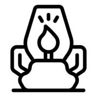 Kerosene lamp burning with bright flame providing light in darkness vector
