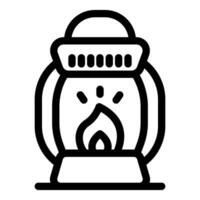 Kerosene lamp burning with a bright flame providing light in darkness vector