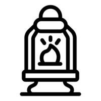 Camping lantern with burning flame providing light in wilderness vector