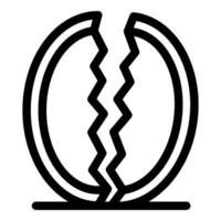 Broken sphere split in two halves by zigzag line symbolizing rupture vector