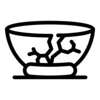 Broken bowl on a stand displaying cracks and damage vector