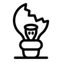 Broken lightbulb symbolizing lack of ideas and innovation vector