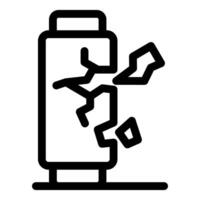 Broken battery showing low power and damage vector