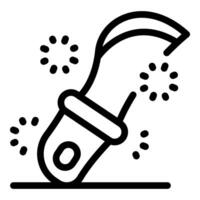 Sharpening tool making sparks while grinding a surface vector