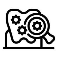 Magnifying glass showing virus on surface, virus research and analysis vector