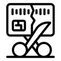 Scissors cutting broken credit card symbolizing financial trouble vector