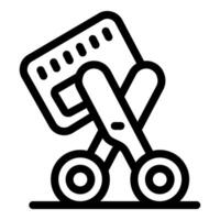 Scissors cutting credit card with wheels moving on floor vector