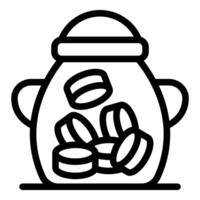 Glass jar preserving round candies with lid and handles vector