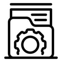Folder with gear icon representing project configuration and file management vector