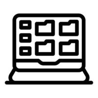 Laptop showing folders and files on screen, data organization concept vector