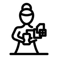 Woman managing and transferring files and data using mobile phone vector