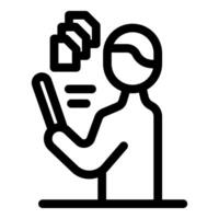 Office worker managing digital documents using smartphone and innovative technology vector