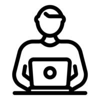 Programmer working on laptop developing software code vector