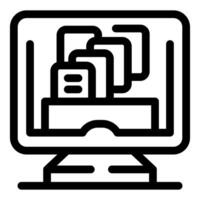 Computer screen showing stacked files and folders, representing data management and organization vector