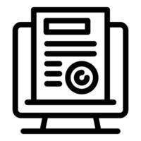 Computer displaying web page with analytics and data tracking icon vector