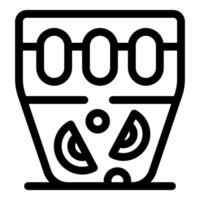 Glass jar with sliced lemon and olives for preservation is ready for storage vector