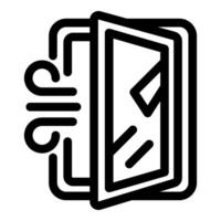 Simple black and white icon of an open window improving ventilation vector