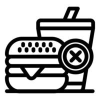 No fast food allowed, hamburger and soda with prohibition symbol vector