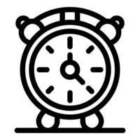 Classic alarm clock showing time with bells and feet on a surface vector