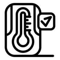 Temperature control device showing normal temperature with check mark vector