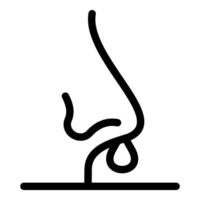 Nose smelling bad odor, snot flowing from nostril, simple icon of allergy or rhinitis vector