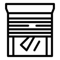 Store metal security shutter protecting window displaying light from inside vector