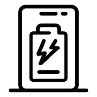 Smartphone showing charging battery icon with lightning bolts, fast charging technology vector
