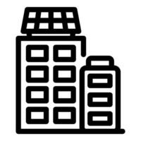 Solar panel generating energy for building and storing it in battery, eco friendly power solution vector