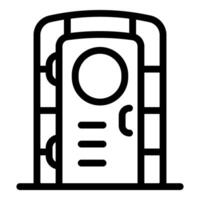 Bunker door with round window and metal frame protecting people from danger vector