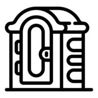 Portable changing room with arched roof and open door, perfect for beach or poolside use vector