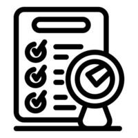 Magnifying glass inspecting checklist for quality control and assurance vector