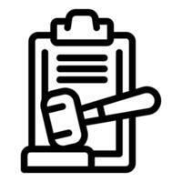 Judge gavel striking on clipboard representing law and justice vector