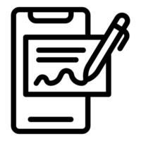 Electronic signature on smartphone with stylus pen, modern business solution vector