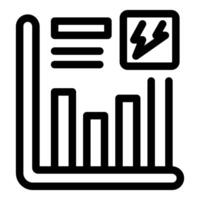 Electricity consumption report showing usage statistics with diagram and lightning bolt symbol vector