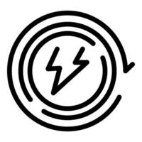 Renewable energy, lightning bolt rotating in circle symbolizing sustainable power vector