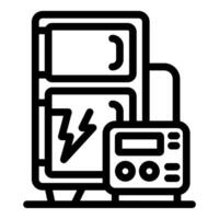 Portable generator powering control panel, ensuring continuous electricity supply vector