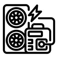 Portable generator powering air conditioner during power outage vector