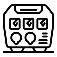 Futuristic charging station displaying successful charging status with checkmarks and indicators vector
