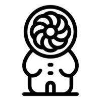 Robot character standing with rotating fan for head, artificial intelligence concept vector