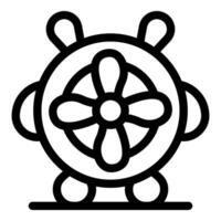 Ship steering wheel standing on a surface, ready for navigation vector