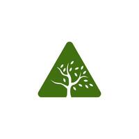 green triangle with a white silhouette of a tree vector