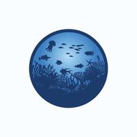 underwater scene with various marine life vector