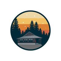 Log cabin in the forest. vector